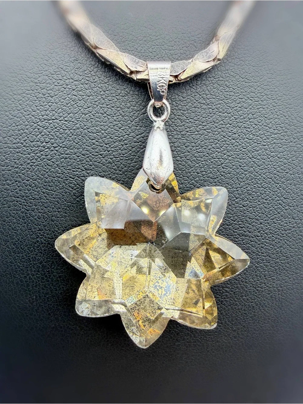 925 sterling silver 18k gold plated Crystal Star Pendant Charm & Triangle link